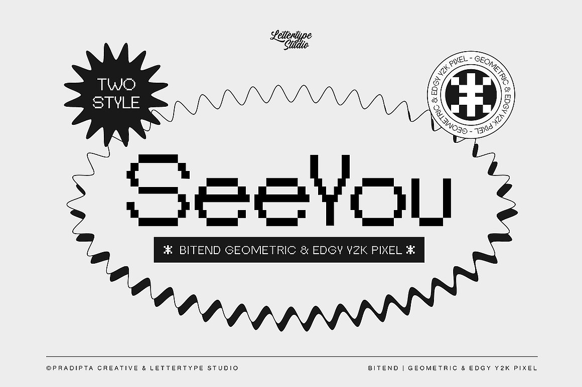 潮流复古怀旧Y2K像素马赛克电子游戏海报标题英文字体