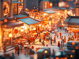 年貨節(jié)集市場景，暖色調(diào)，