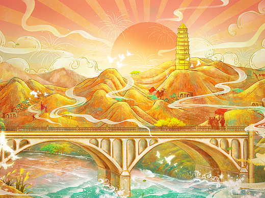 之前工作时画过的家乡