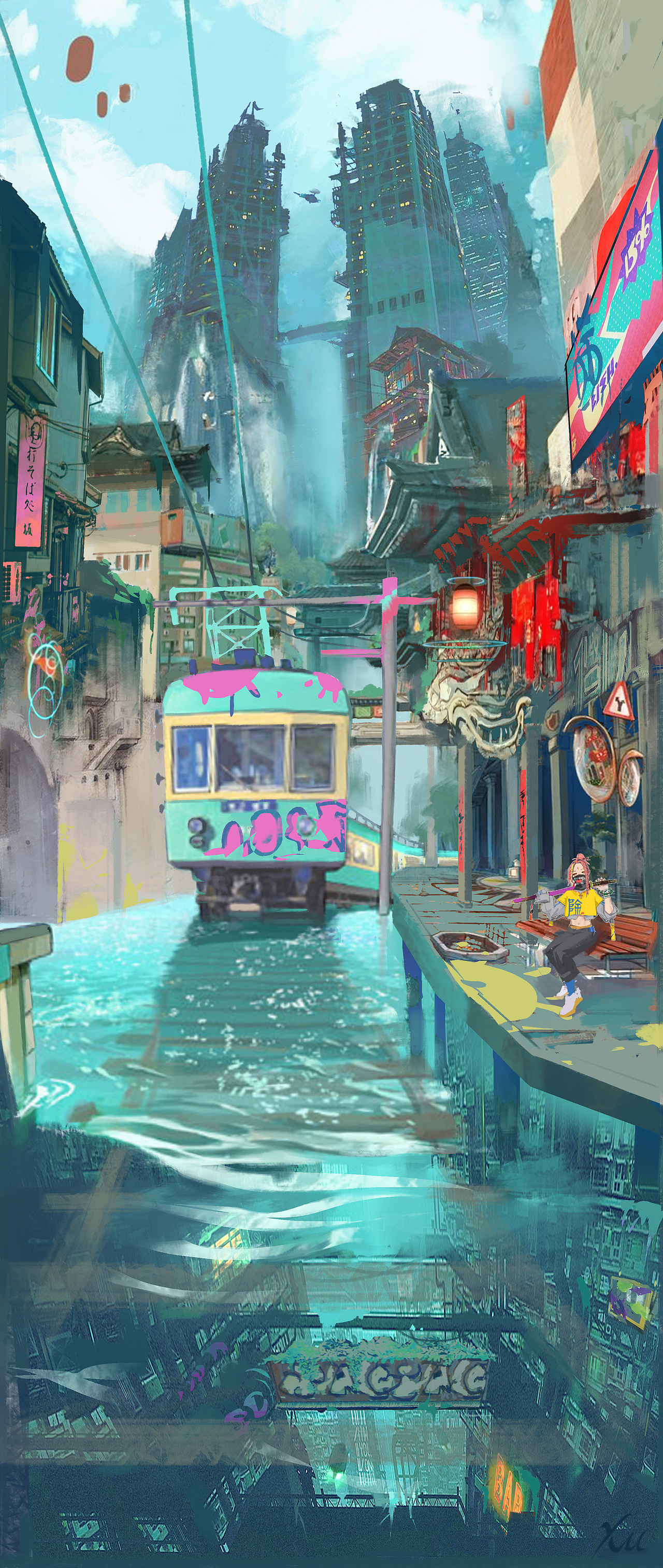 画一张赛博朋克场景，然后搭建出来（图ZMzgzNTkzODI4） - 游戏原画 - 站酷设计师旭旭宝宝卜卜原创素材 - 站酷ZCOOL