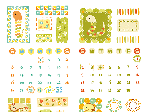 2025年蛇年月历贴纸