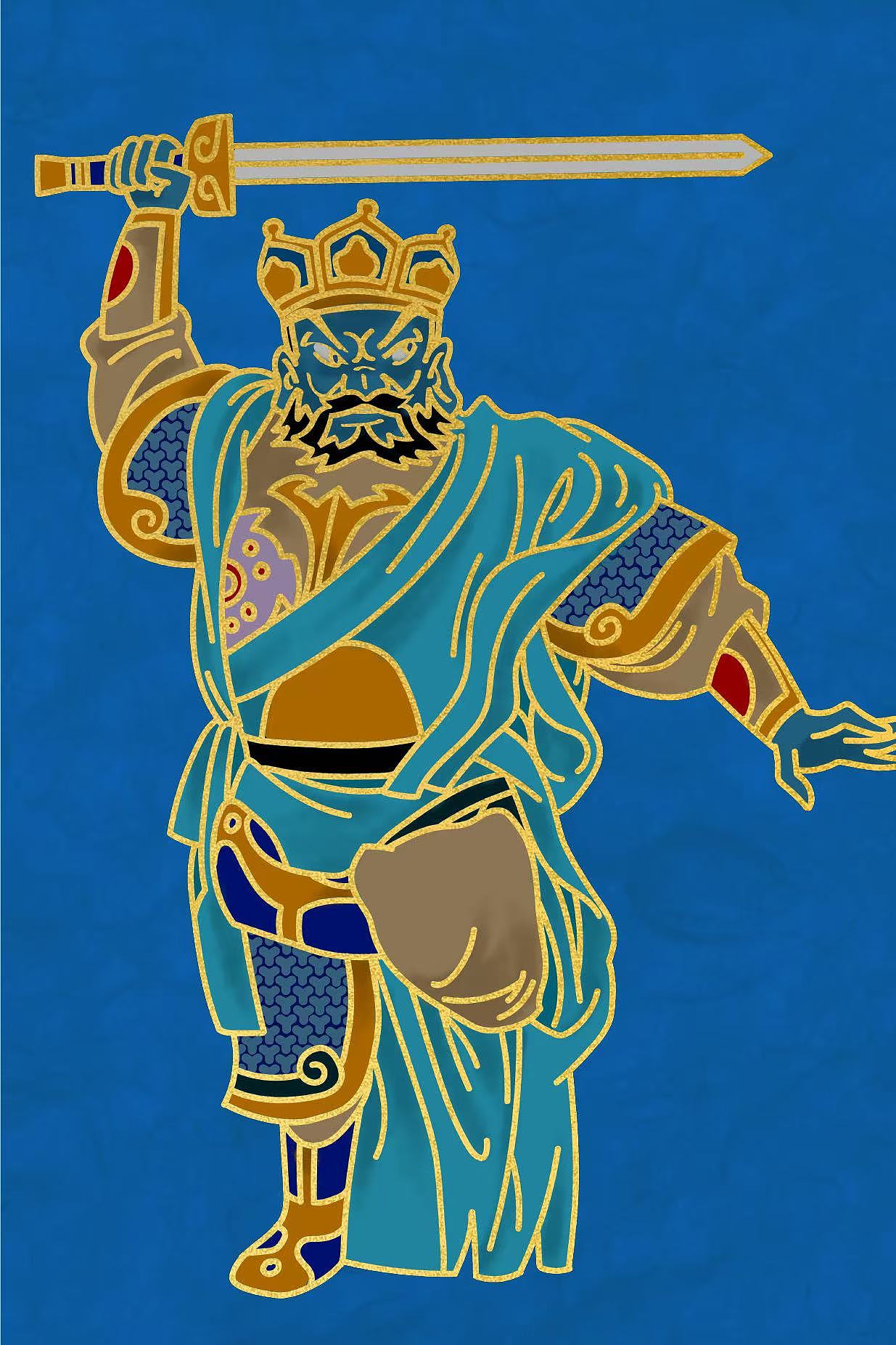 四大天王|矢量插画|潮白