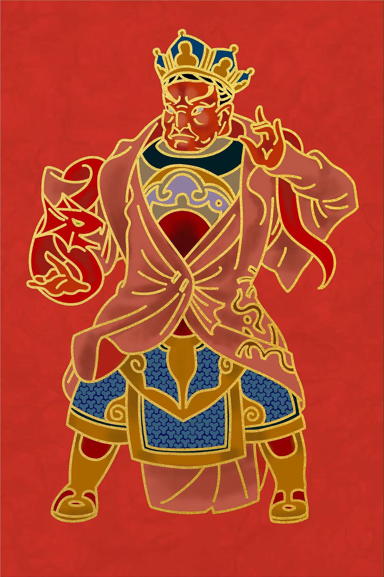 四大天王|矢量插画|潮白