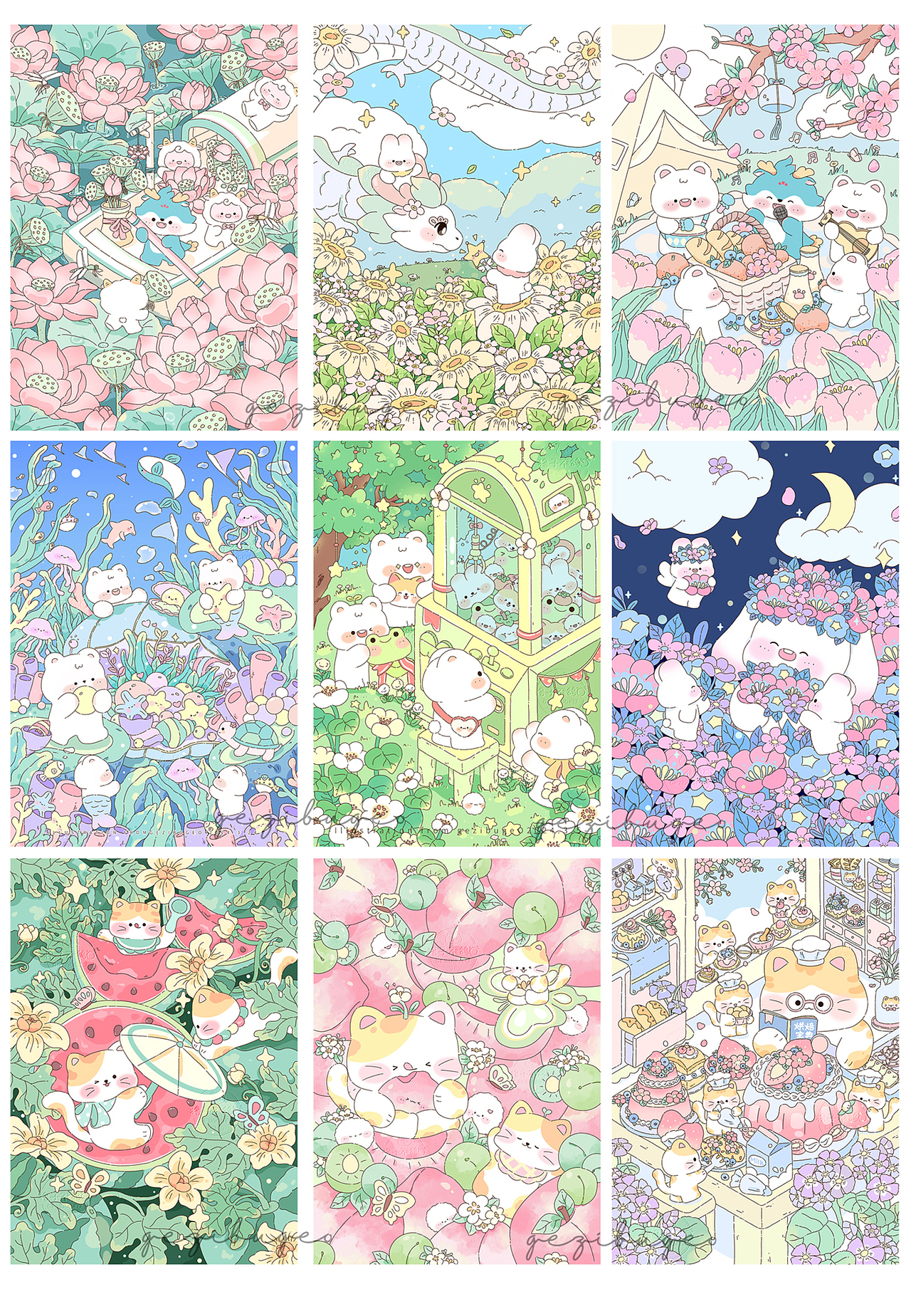 2024年度总结-可爱治愈系场景插画系列