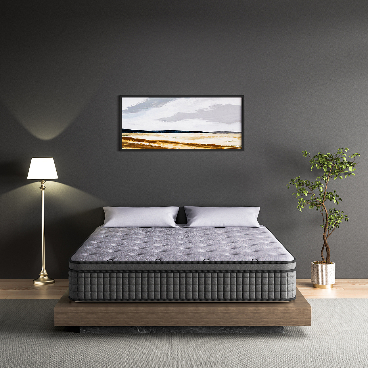 近期灰色床垫渲染