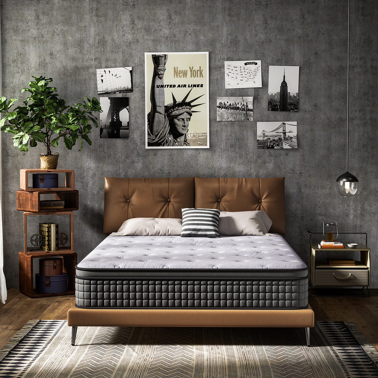 近期灰色床垫渲染