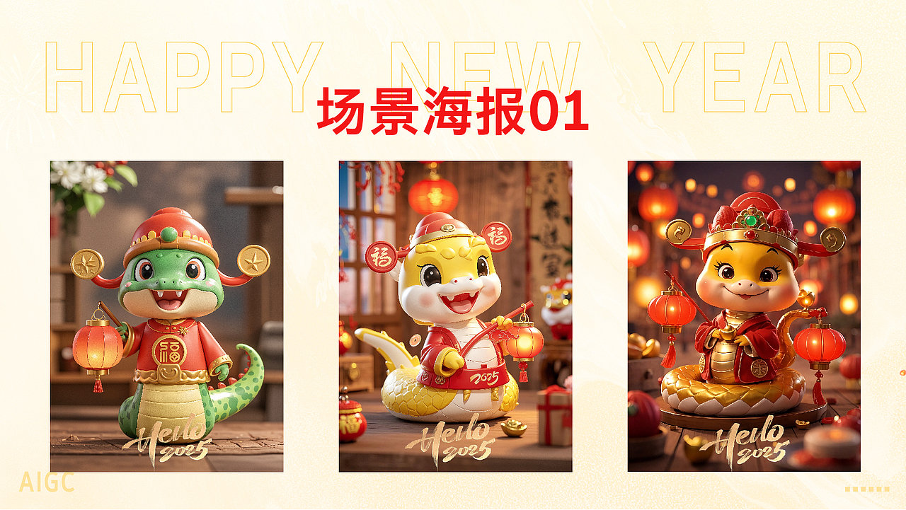 灵蛇贺岁-新年主题IP海报/物料贴纸
