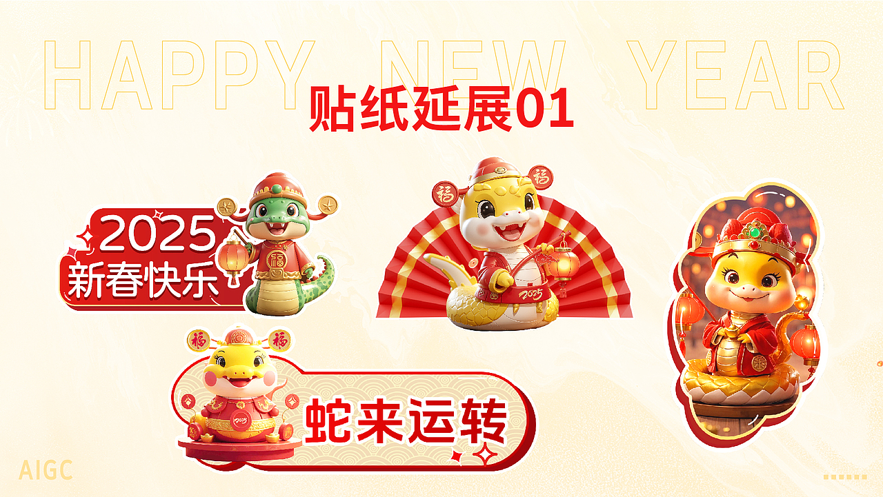 灵蛇贺岁-新年主题IP海报/物料贴纸（图ZMzgzNjcwNTc2） - 海报 - 站酷设计师白卯君原创素材 - 站酷ZCOOL