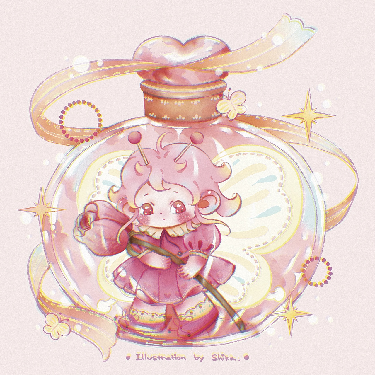 ipad画画丨住瓶子里的花精灵