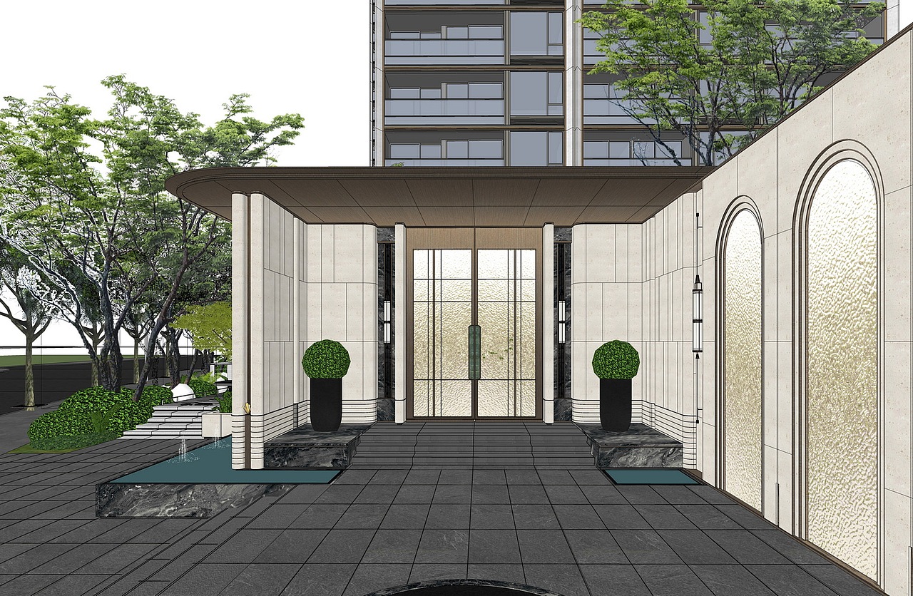 兴耀下沙15号地块示范区景观SU模型下载