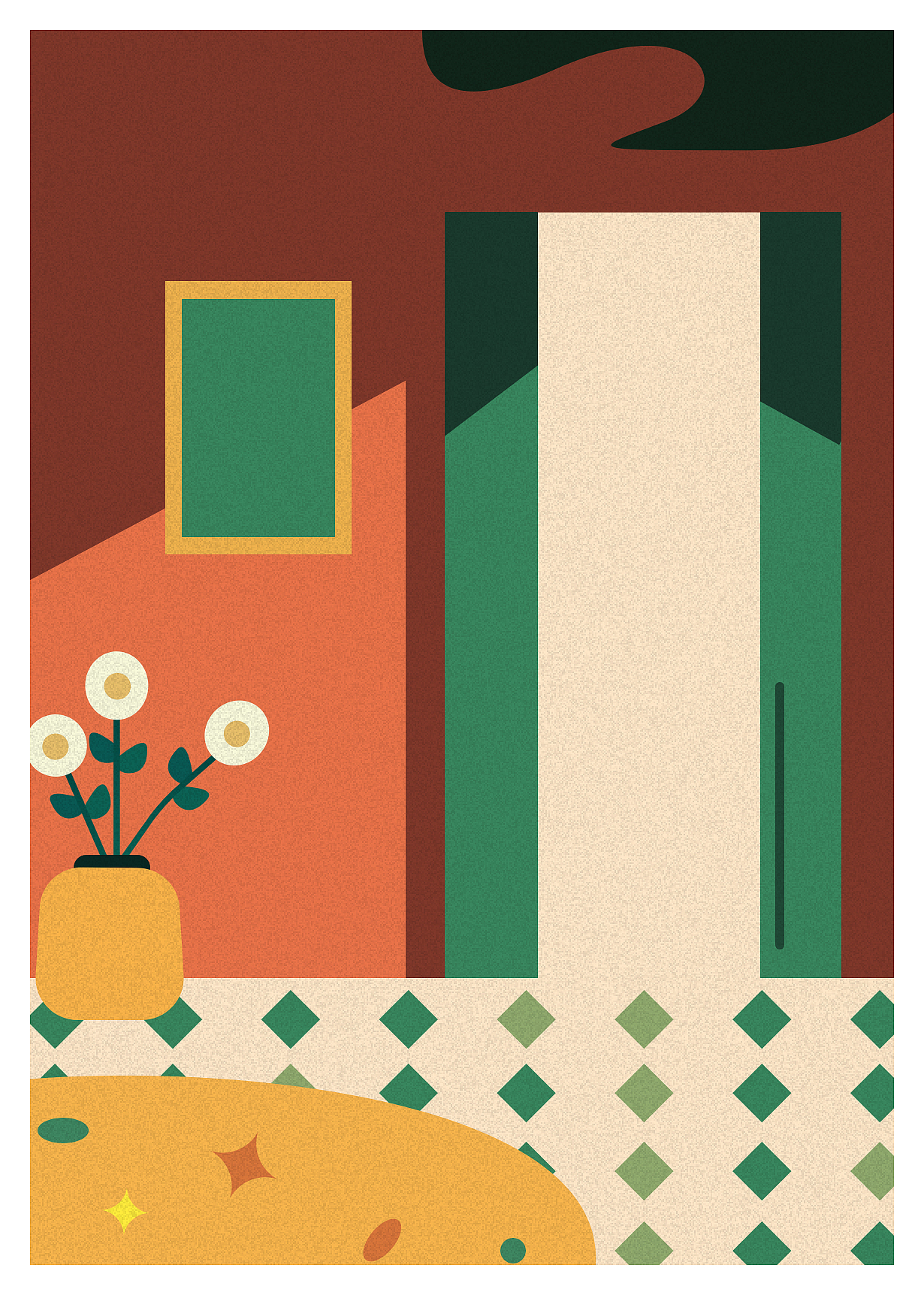 粉色扁平插画海报