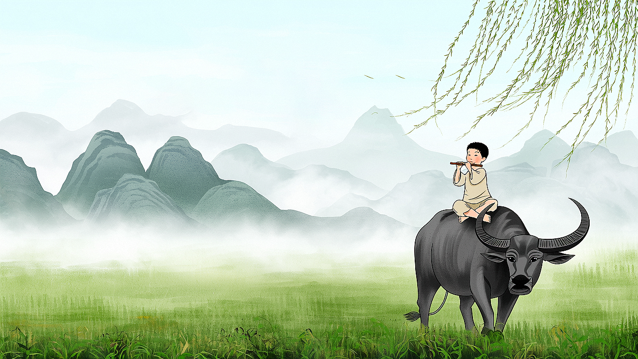 牧童背景