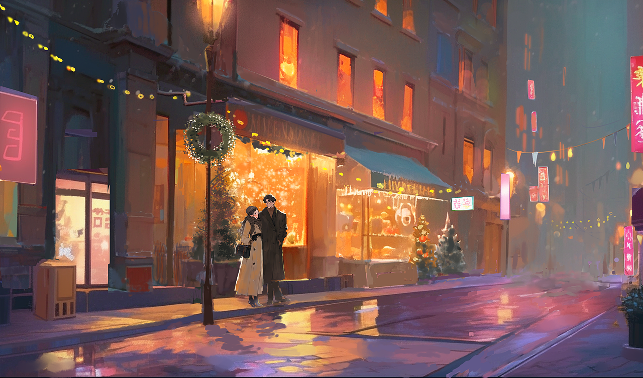 温暖的夜（图ZMzgzNzI0MjI0） - 新锐潮流插画 - 站酷设计师飞鸟的绘画世界原创素材 - 站酷ZCOOL