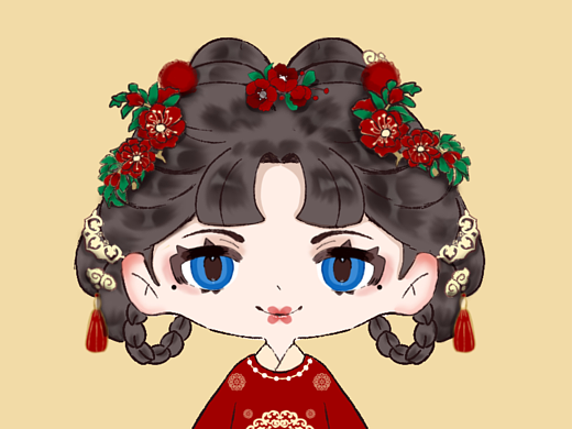 汉服q版插画练习｜照片转人物2