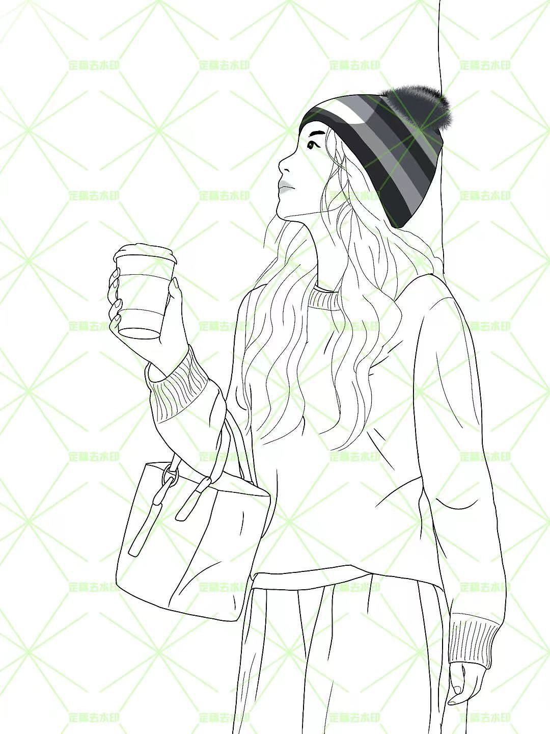 画手拿咖啡杯和戴帽子的女孩图（图ZMzgzNzQ0Mzky） - 艺术插画 - 站酷设计师夏天插画汇原创素材 - 站酷ZCOOL