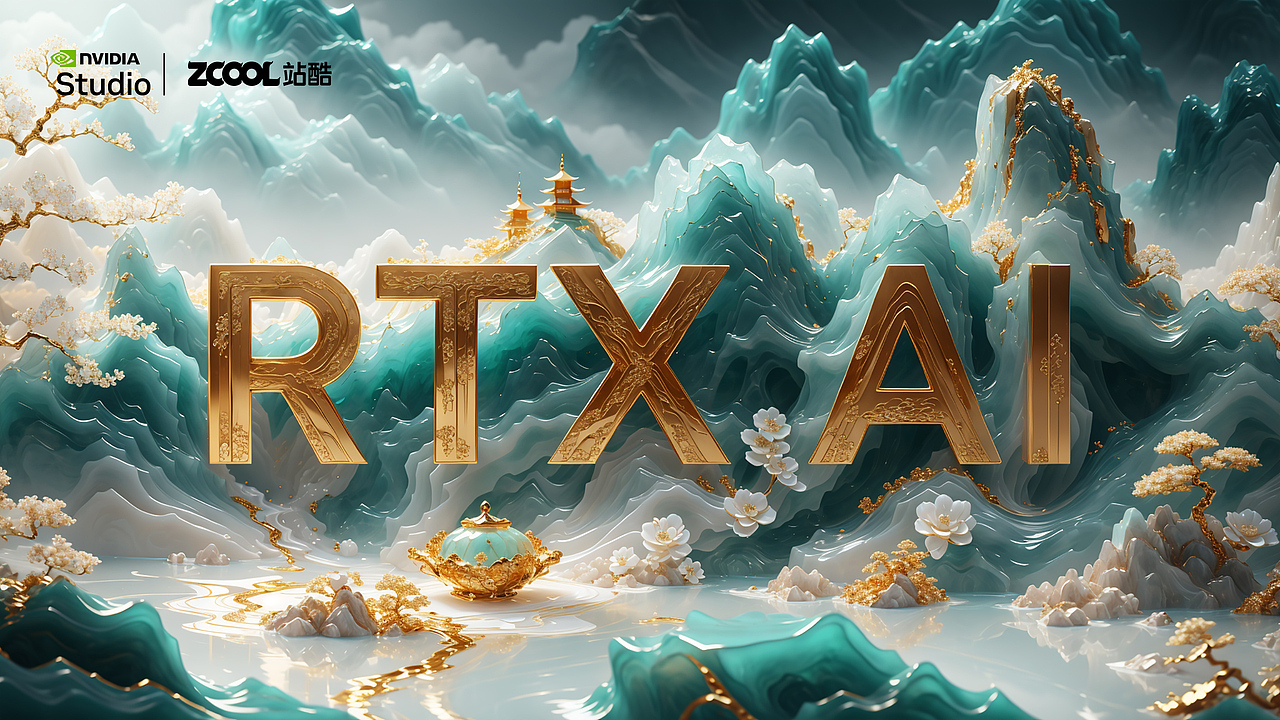 金石玉雕风格:借玉雕蕴含的高洁祥瑞之意,赋予 “RTX AI” logo 深厚文化底蕴