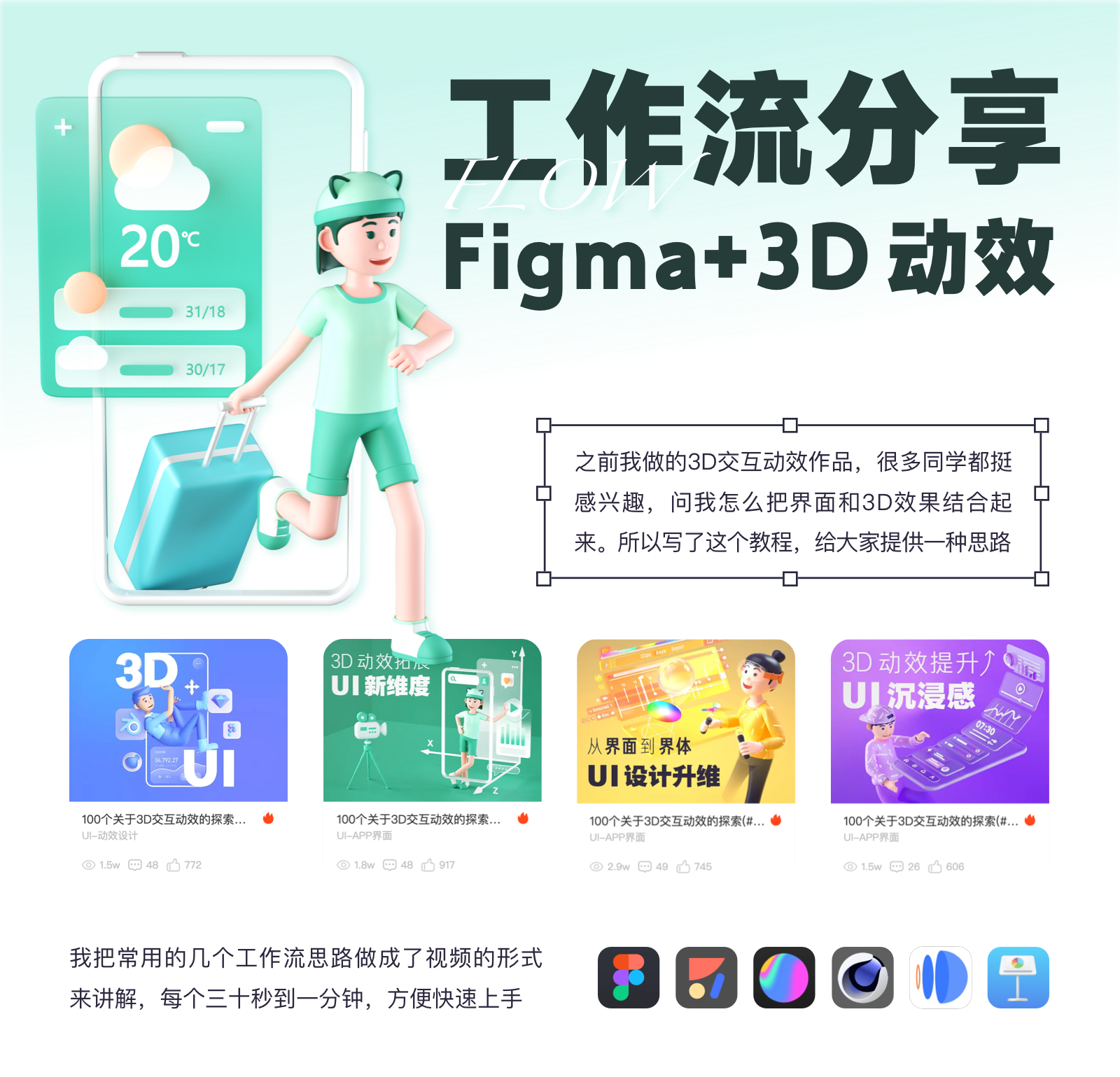 工作流分享-Figam+3D动效-短视频教程（图ZMTUwMDkxNTI=） - 教程 - 站酷设计师大植子Daz原创素材 - 站酷ZCOOL