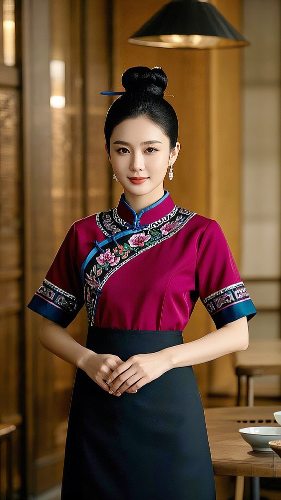 贵州文化酒店服装设计-云南侗族少数民族服装演出服