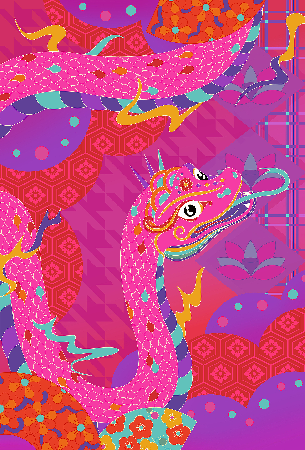 蛇年国潮插画（图ZMzgzODE0MDY4） - 艺术插画 - 站酷设计师zzz03原创素材 - 站酷ZCOOL