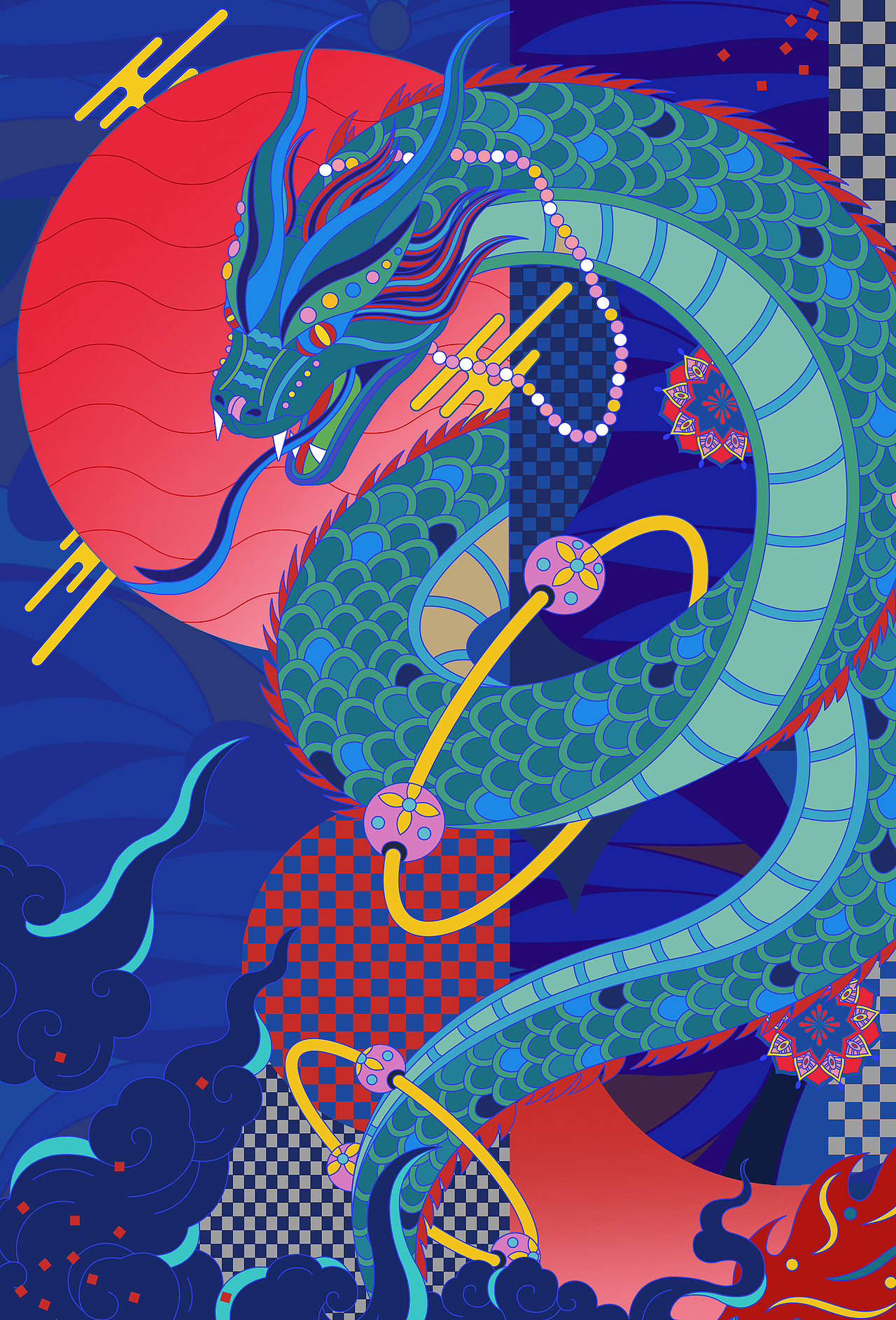 蛇年国潮插画（图ZMzgzODE0MDc2） - 艺术插画 - 站酷设计师zzz03原创素材 - 站酷ZCOOL