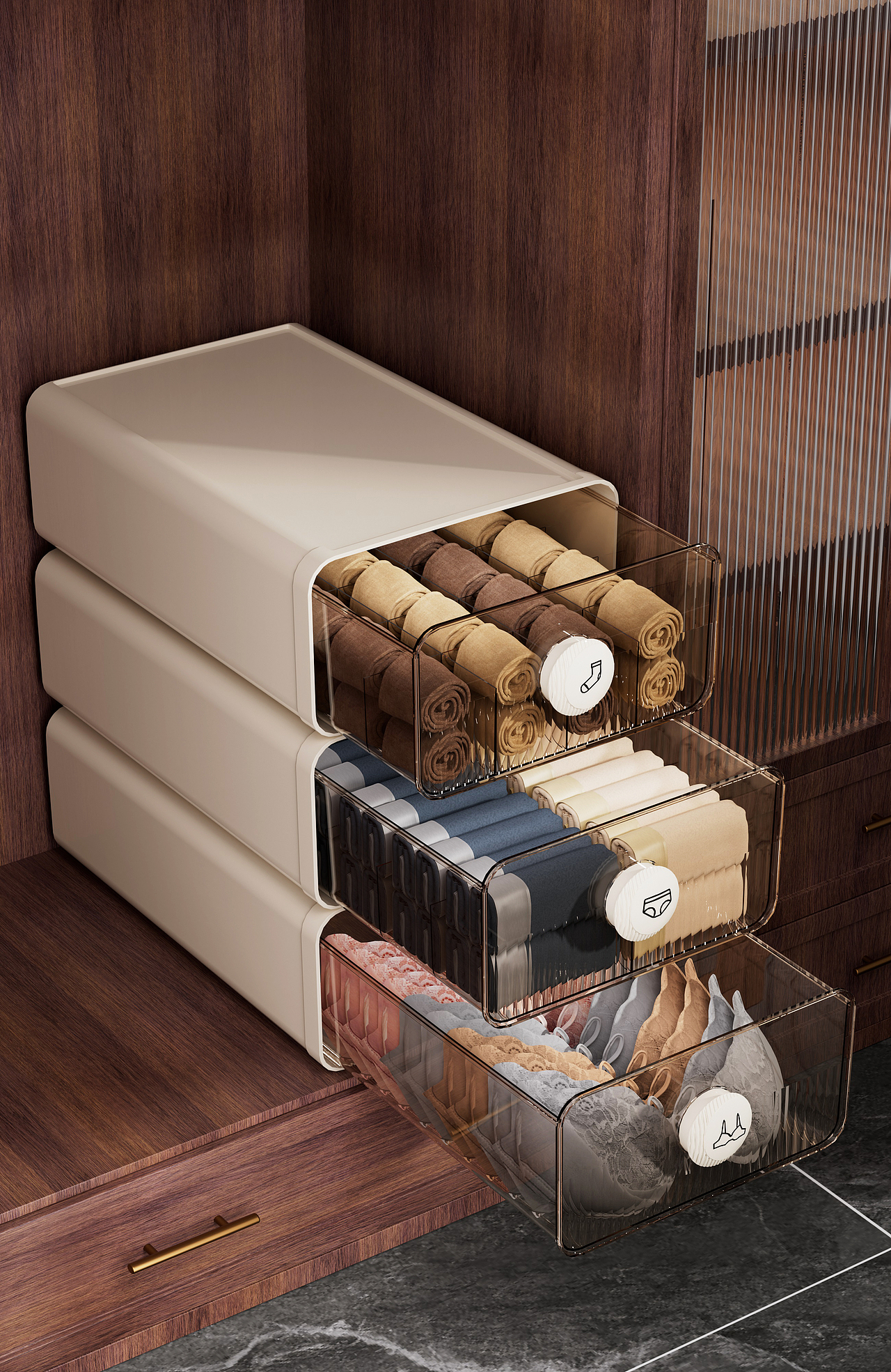 抽屉式收纳内衣盒渲染