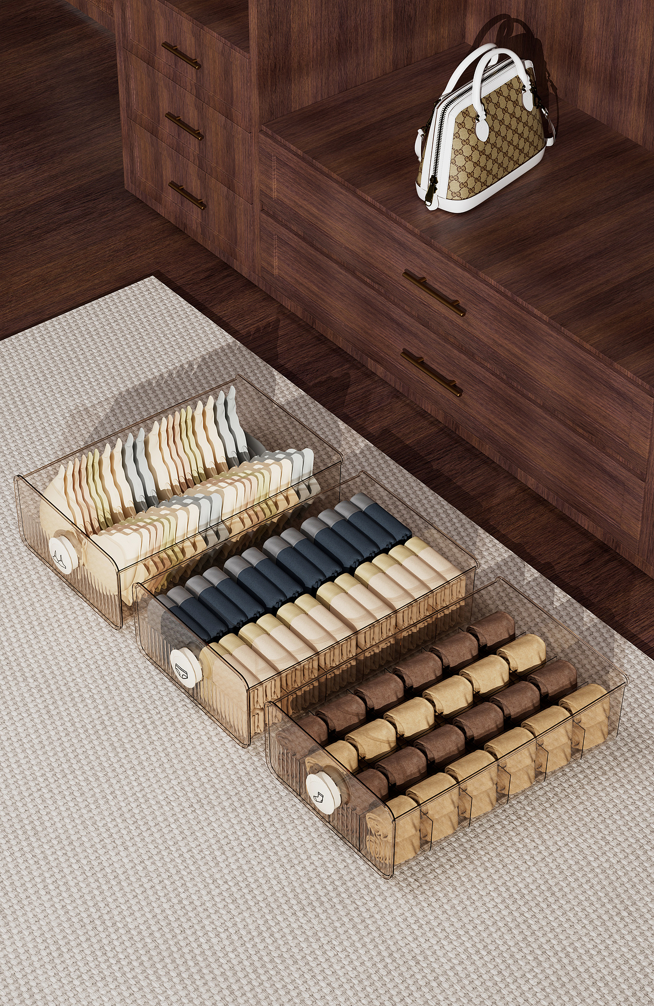 抽屉式收纳内衣盒渲染