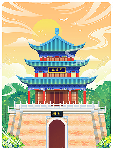 建筑插画 | 国潮城市地标建筑素材合集分享-设图网