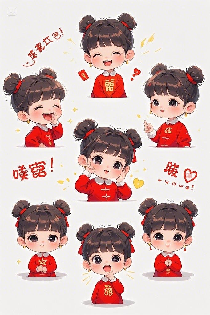 红衣小姑娘的新年（图ZMzgzOTAzODg4） - 商业插画 - 站酷设计师绝尘公子原创素材 - 站酷ZCOOL