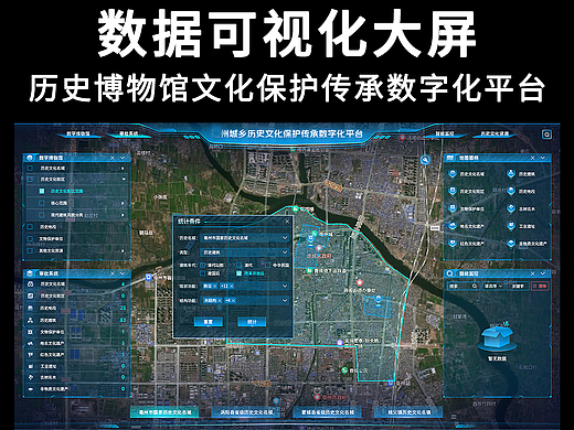 历史博物馆文化保护传承数字化平台数据可视化大屏UI