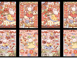 新年贺图红包系列猫咪插画