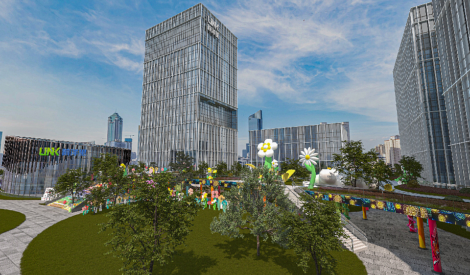 前洋里商务中心氛围包装 | 三石三斤作品（图ZMzgzOTI1NDEy） - 景观设计 - 站酷设计师三石三斤Brand原创素材 - 站酷ZCOOL