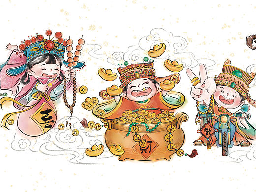 妖爷画“福”之《五福临门》