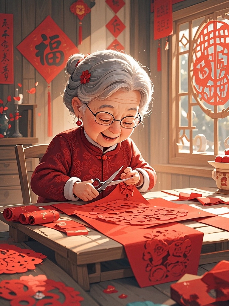 年味｜春节｜非遗｜剪窗花（图ZMzgzOTM4NDA0） - 儿童插画 - 站酷设计师燕紫Ai绘画原创素材 - 站酷ZCOOL