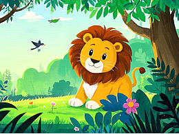 儿童插画《勇敢的小狮子》