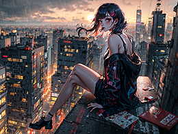 赛博废土⎮AI+板绘插画创作