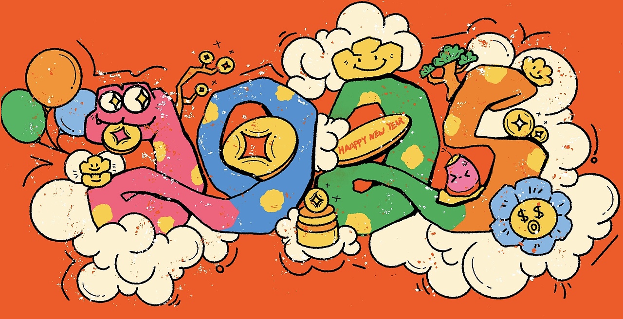 蛇年新春插画（图ZMzgzOTcyMzA4） - 商业插画 - 站酷设计师静静的脑袋原创素材 - 站酷ZCOOL