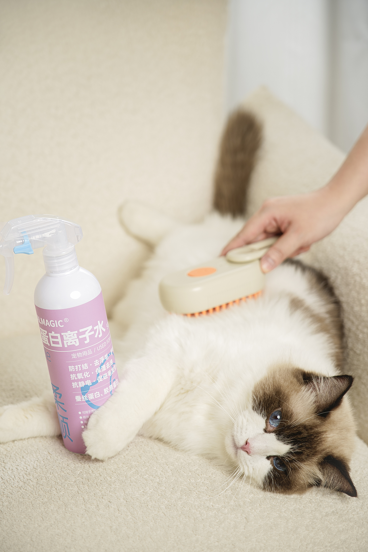 宠物用品摄影|它净蚕丝蛋白离子水猫猫美毛喷雾拍摄