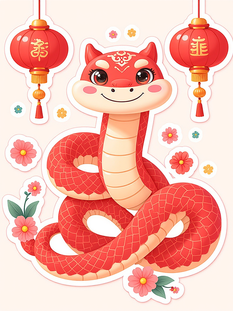 蛇年贴纸（图ZMzgzOTc2NTI4） - AI作品 - 站酷设计师Gpaint原创素材 - 站酷ZCOOL