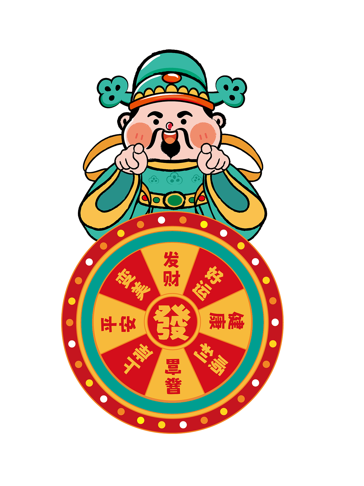 财神驾到IP卡通形象设计插画财神转转冰箱贴