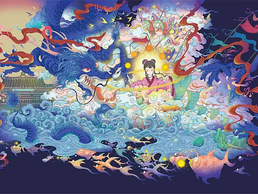 哪吒闹海神话故事系列绘制