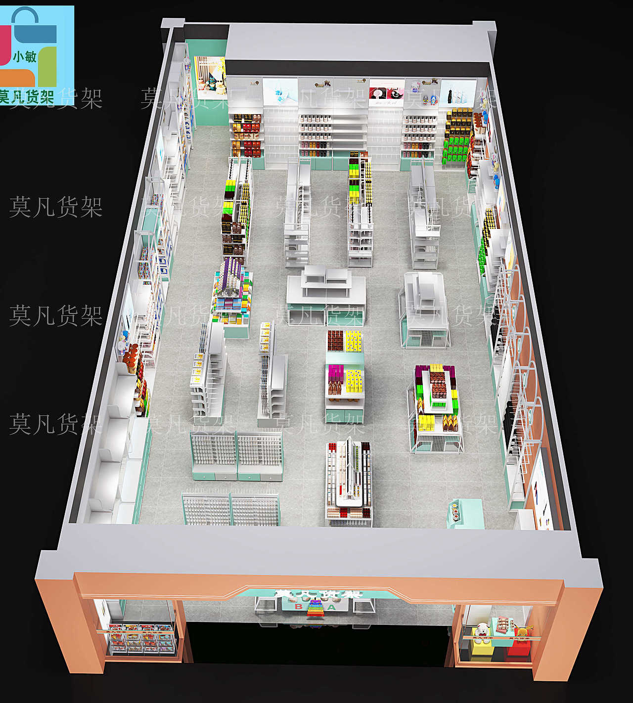 莫凡货架供应商-文创店文具展示柜装修设计图