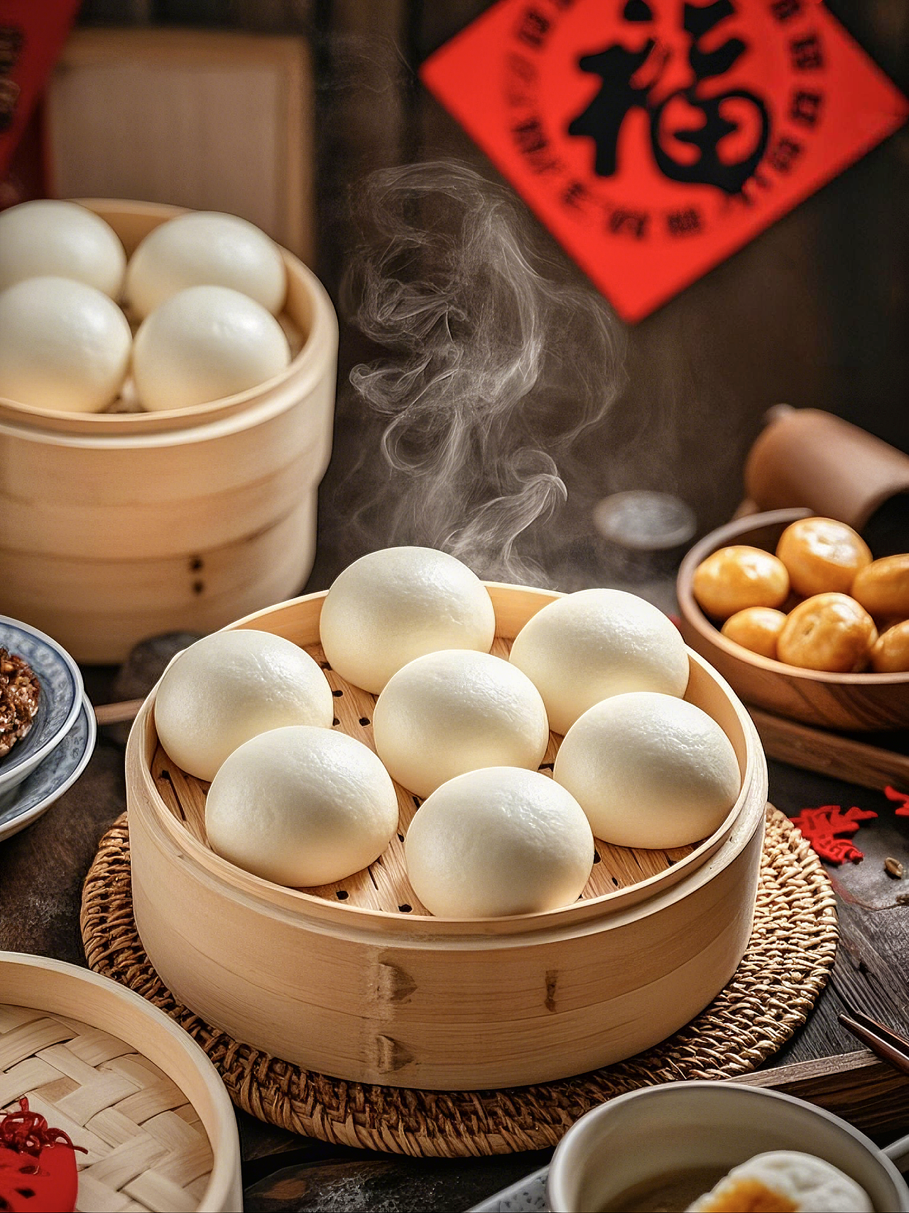 过年习俗，蒸馒头，豆包（2）