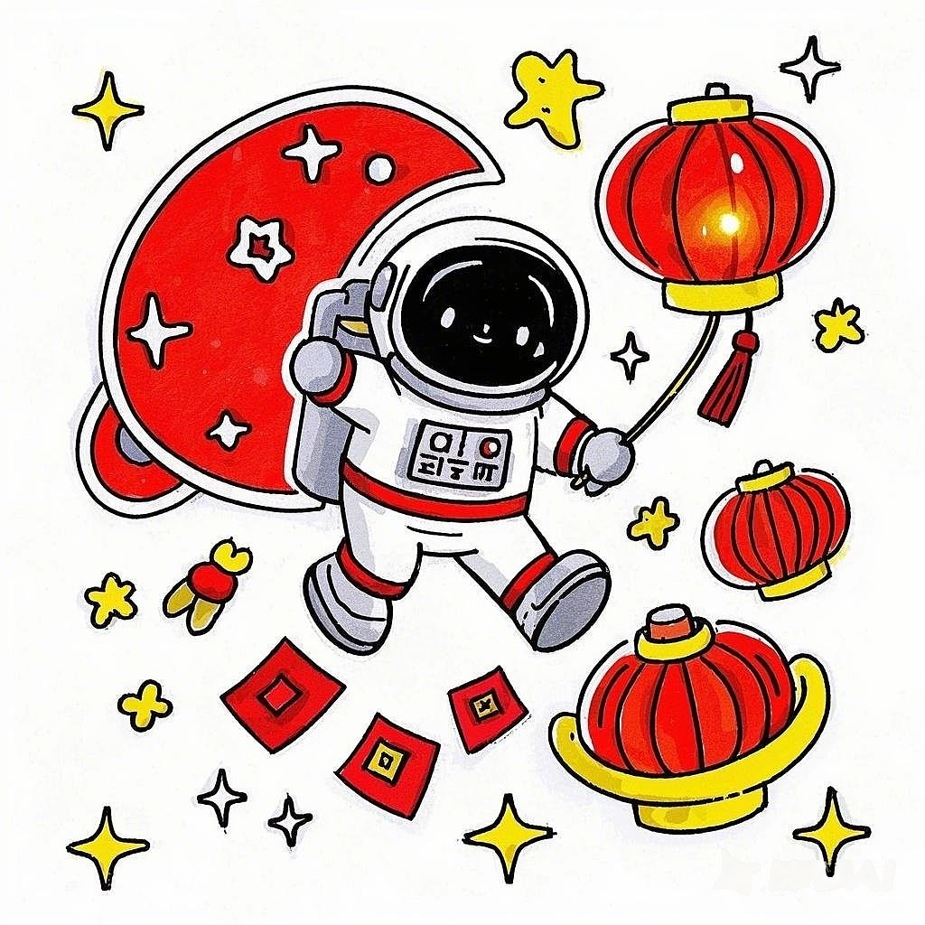 新年贴纸之宇航员过年最后一弹
