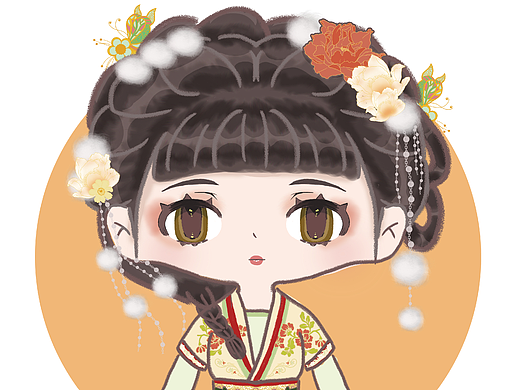 汉服q版插画练习｜照片转人物4