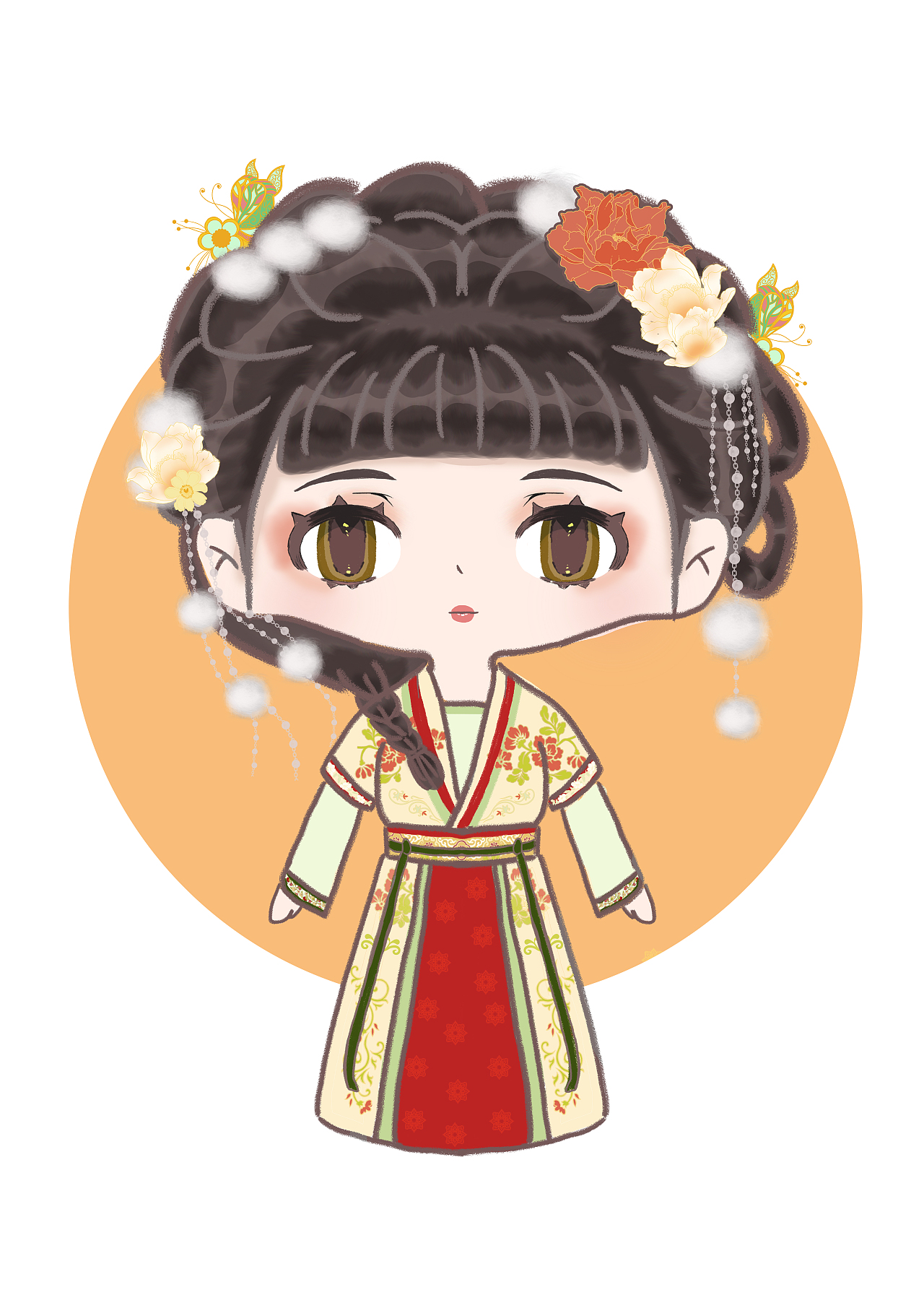 汉服q版插画练习｜照片转人物4（图ZMzg0MDUwMTY4） - 创作习作 - 站酷设计师吖哦呵呵原创素材 - 站酷ZCOOL