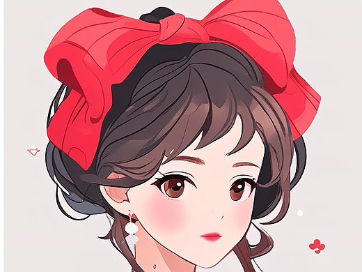 带红色蝴蝶结的女孩