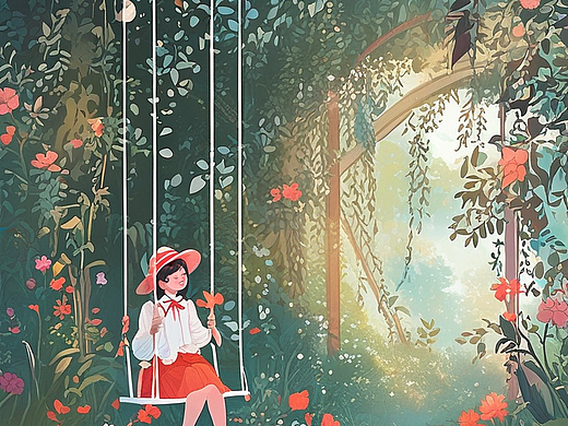 荡秋千的小女孩