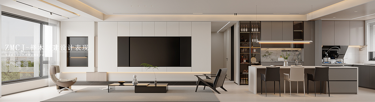 现代客餐厅开放厨房案例