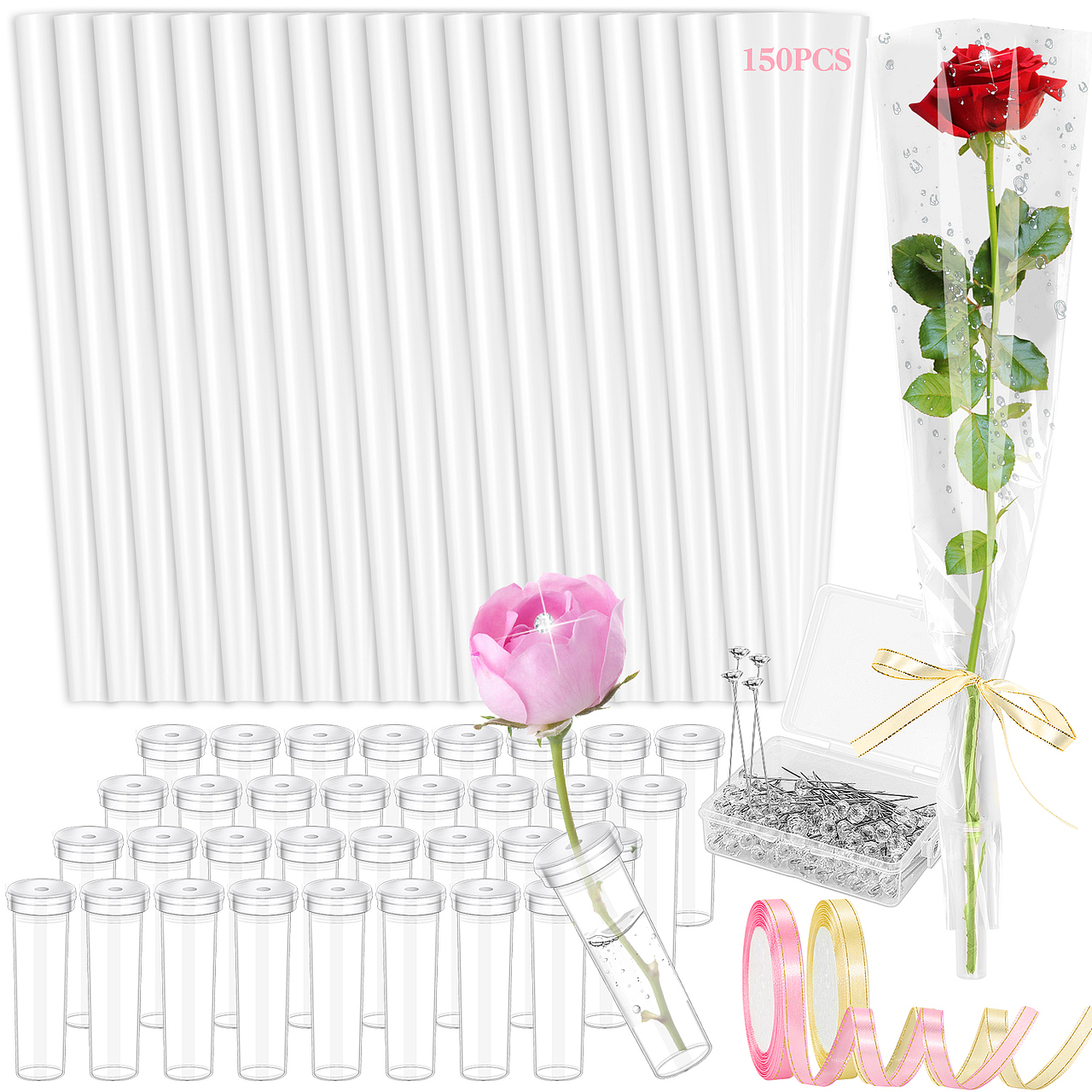 亚马逊套图视频-情人节礼物-爱心挂件-透明包花纸合集