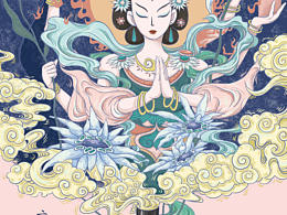 以嫦娥为原型进行的插画创作